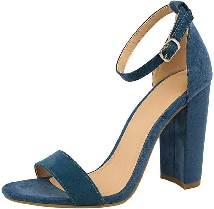 Women's High Chunky Heel Buckle Ankle Strap Sandals Chunky Block High Heel Sexy Dress Formal Party Sandal