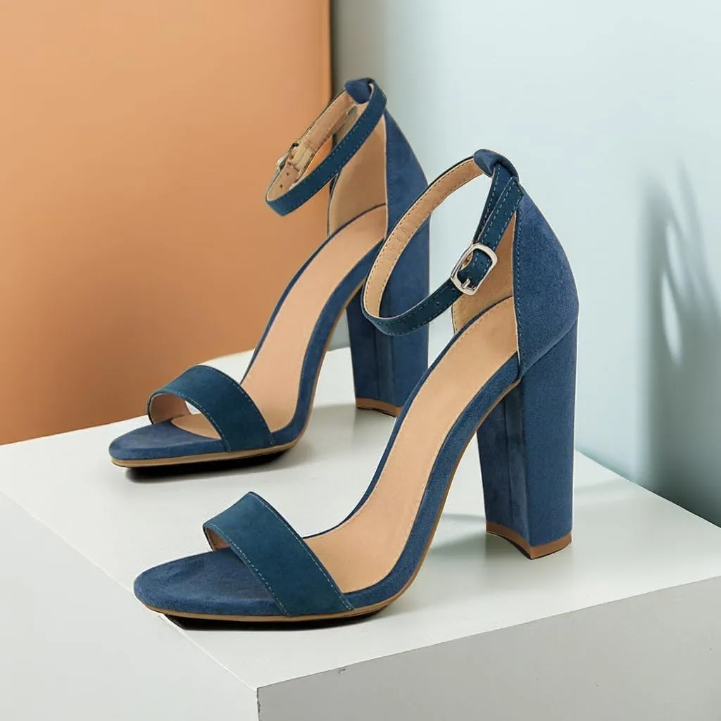 Women's High Chunky Heel Buckle Ankle Strap Sandals Chunky Block High Heel Sexy Dress Formal Party Sandal