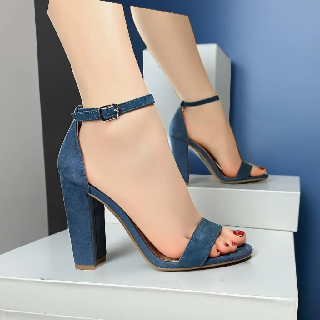 Women's High Chunky Heel Buckle Ankle Strap Sandals Chunky Block High Heel Sexy Dress Formal Party Sandal
