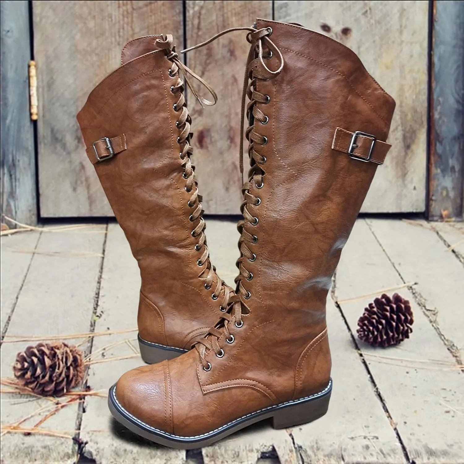 Womens Knee High Chunky Heel Boots Faux Suede Pointed Toe Side Zipper Boots Mid-calf Western Knee High Chelsea Side Zipper