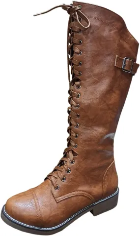 Womens Knee High Chunky Heel Boots Faux Suede Pointed Toe Side Zipper Boots Mid-calf Western Knee High Chelsea Side Zipper