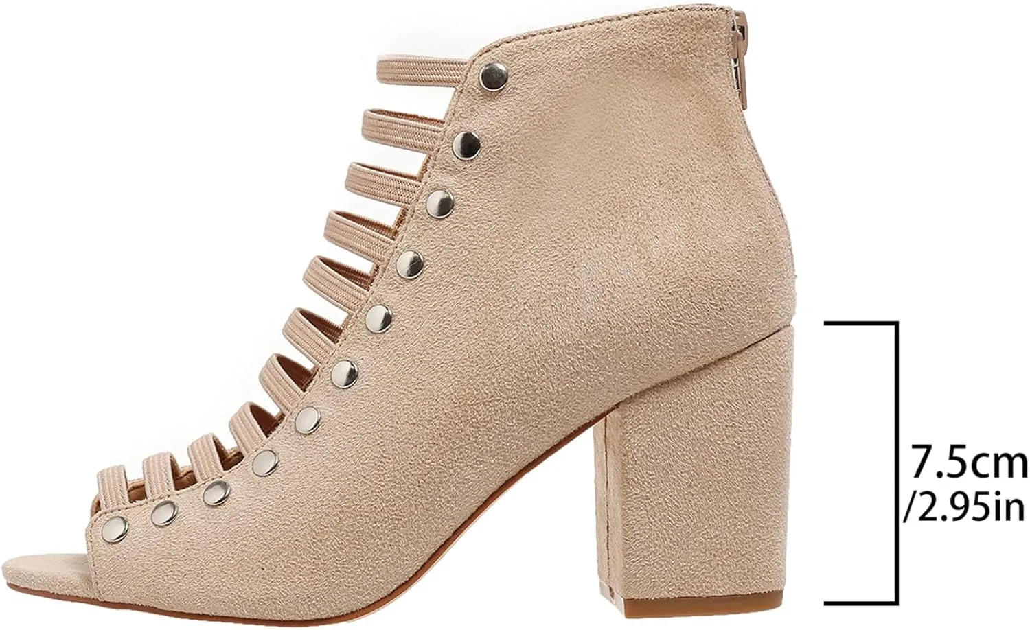 Women's Peep Toe High Chunky Heel Sandals Faux Suede Cutout High Heel Party Dress Booties