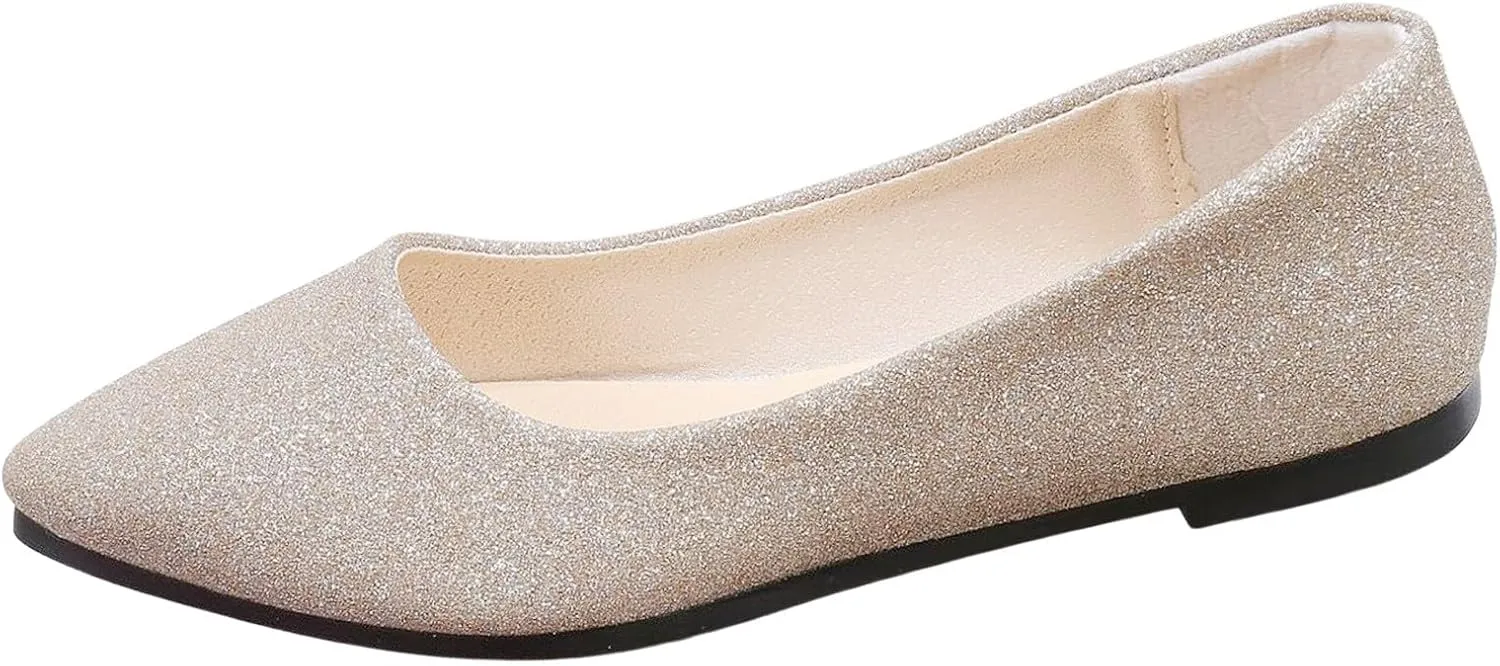 Womens Rhinestone Shoes Pointed Toe Dress Flats Casual Flats Shoes Slip On Loafers Casual Dress Shoes Wedding Shoes