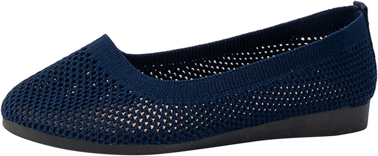 Women's Soft Flats Ballerina, Breathable Mesh Ballet Flats, Comfortable Beach Breathable Mesh Slip on Shoes