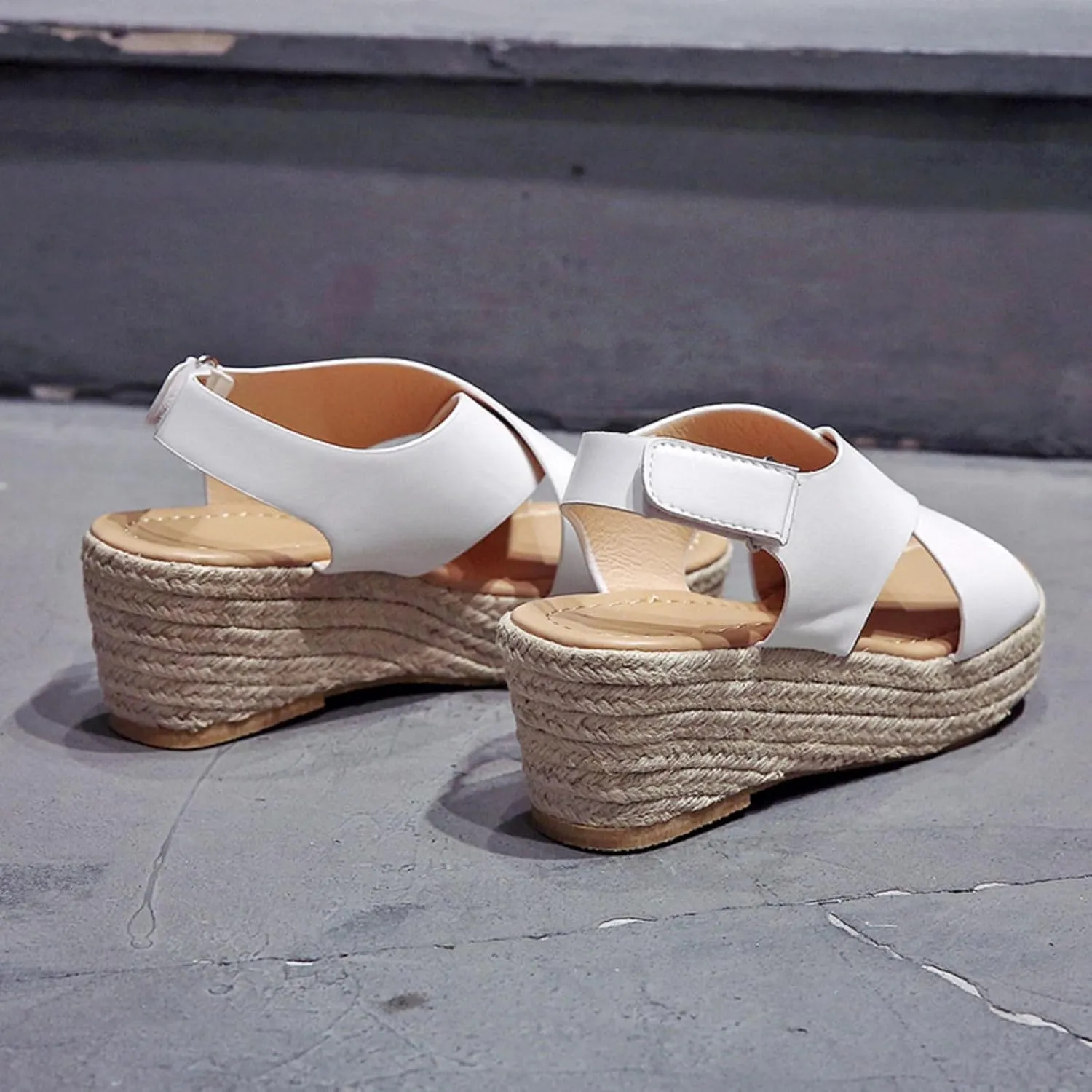 Womens Wedge Sandals Orthopedic Platform Wedge Sandals for Women Summer Dressy Open Toe Hook and Loop Closure Slides High Heeled Wedges Dressy Soft Leather Shoes