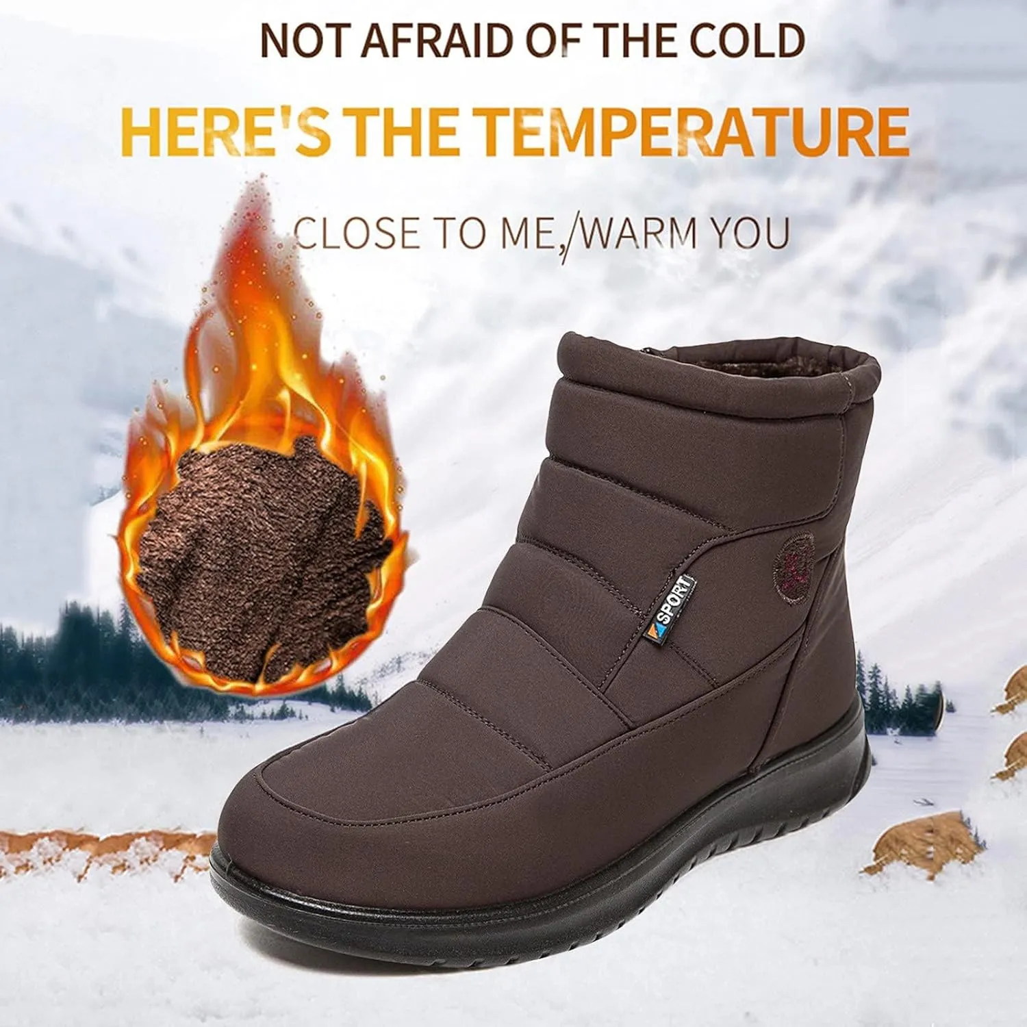 ZBYY Womens Warm Fur Lined Winter Snow Boots Waterproof Ankle Boots Outdoor Booties Comfortable Shoes for Women
